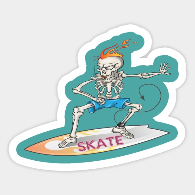 how to ride a skateboard, skateboard skeletons Sticker by joy 32